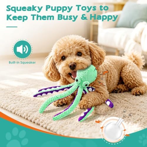 2pcs Plush Octopus Dog Toy Bite Resistant InteracPet Plush Toy Cat Dog Voice Octopus Shell Puzzle Toy Bite Resistant Interactive Pet Dog Teeth Cleaning Chew Toy tive Chew Toy For Small and Medium Dogs