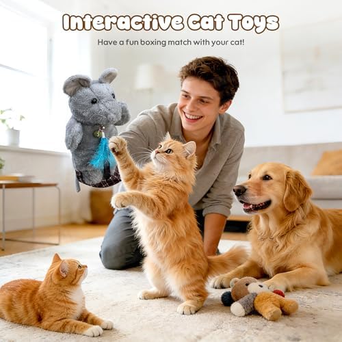 Homrich Interactive Cat Hand Puppet with Catnip & Feathers, Tough Padding