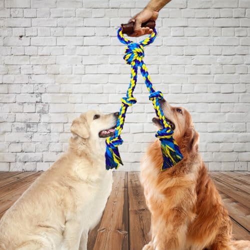 Large Dog Rope Toys for Aggressive Chewers - Pitbull Tug of War, Heavy Duty, Outdoor, Medium to Large Breed Dog Chew Rope with Handle