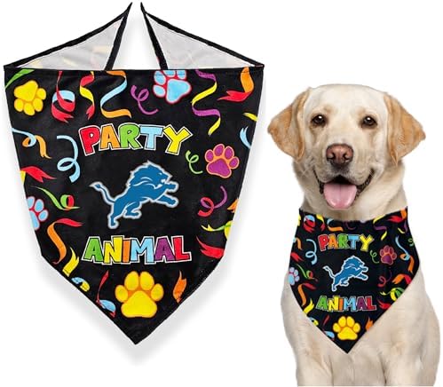 NFL Detroit Lions Pet Birthday Bandana, NFL Dog Birthday Party Set and Costume, Licensed Dog & Cat Birthday Party Scarf, Football Team Pet Outfit, Puppy Bday Accessory, Size Small/Medium