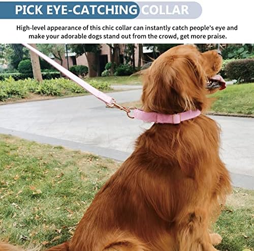 Soft Leather Martingale Dog Collar - Adjustable Rose Gold Limited Slip Collars [Easy to Clean], Stylish Durable Heavy Duty Nylon No Pull Training Collar for Small Medium Large Dogs (S, Set Pink)
