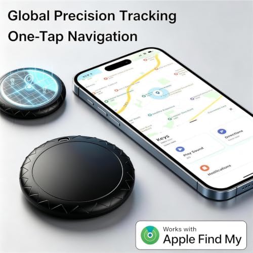 GPS Tracker for Dogs/Cat（2026 MFi Certified - Long Standby）Smart Collar with Real-Time Location - Pet Location Tracker with Holder, No Monthly Fee/No SIM Card,Works with iOS Find My,Ultra-Slim,IP68-W