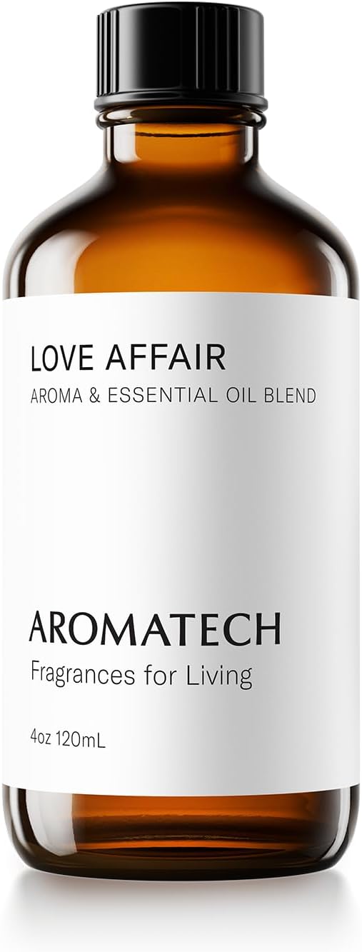 AromaTech Love Affair Aroma Essential Oil Blend: Luxury Hotel Inspired Aromatherapy with Jasmine, Saffron, Cedar & Amber for Ultrasonic Diffusers & Nebulizers (120 mL)