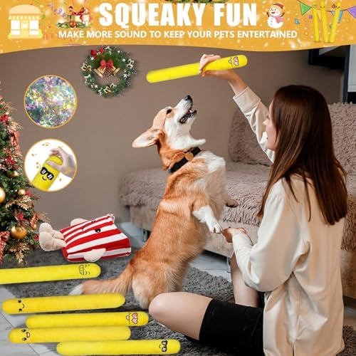 YZHDUXIU Dog Squeak Toys 5 Pack Christmas French Fry Plush Chew Small Dogs