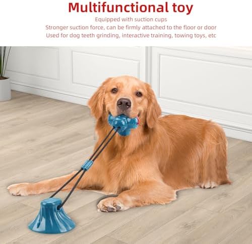 Dog Suction Cup Toy, Suction Cup Dog Toy Tug of War Food Dispensing Ball Play and Exercise Activity for Medium and Large Dogs Self Play Dogs Toys (2, Green)