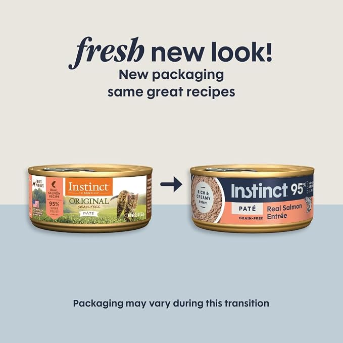 Instinct Original Grain Free Real Salmon Recipe Natural Wet Canned Cat Food by Nature's Variety, 5.5 oz. Cans (Case of 12) | Rich & creamy pate texture, high protein, real salmon, whole-food ingredients, grain-free, hydration support