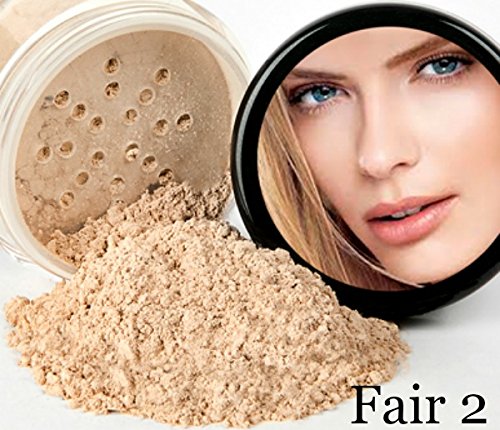 STARTER SET w/SETTING SPRAY MIST (FAIR 2) Mineral Makeup Kit Bare Face Matte Sheer Foundation Cover