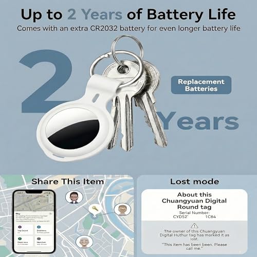 Tracker Tags 2 Pack[Apple MFi Certified]Works with Apple Find My (iOS Only) | Air Bluetooth Smart Tag Item Locator Key Finder Waterproof Worldwide Tracking Devices for Luggage Wallets Pets Kids Dogs Bags