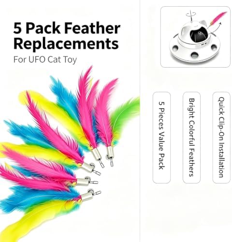 Antenna Mounted Feather Refill, Replacement Accessory 3-in-1 Auto Laser Cat Toy (Only Feather Attachment, Toy Base Not Included)