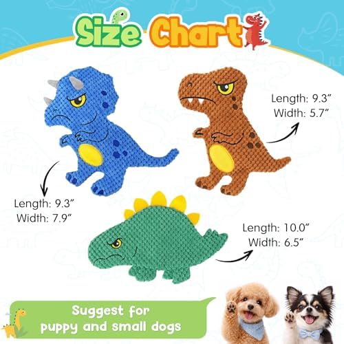 KIPRITII No-Stuffing Squeaky Dog Toys, 3-Pack Puppy Toys for Small Dogs