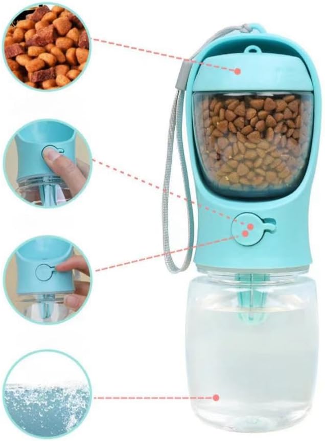 Portable Dog Water Bottle Dispenser, 600ML Large Dog Travel Water Bottle Squeeze Pet for Walking On The Go, Dog Hiking Accessories for Outdoor Walking, Hiking, Travel (Blue, L)
