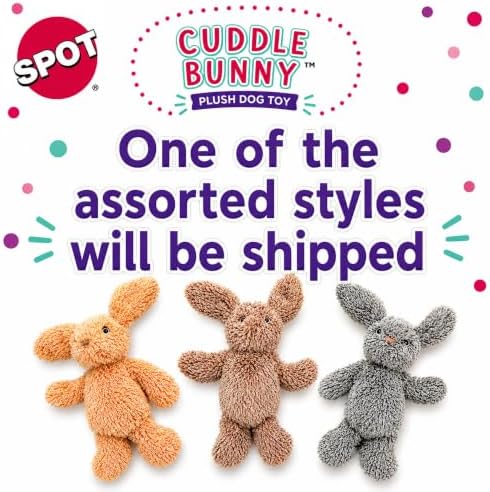 SPOT Cuddle Bunnies Dog Toy - Soft, Plush Fabric Dog Toy with Squeaker, Perfect for Cuddling, Great for Dogs and Puppies of All Ages, Medium to Large Breeds - 13" Rabbit, Assorted Colors