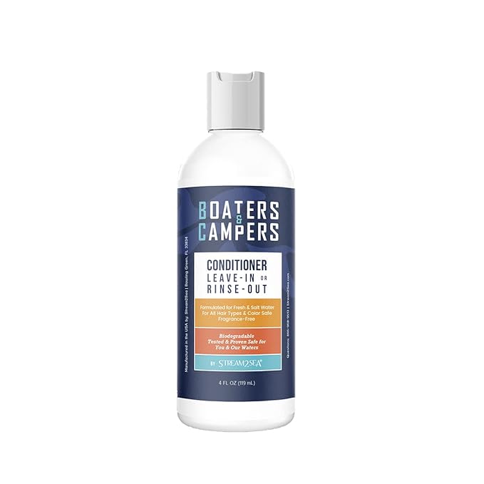 STREAM 2 SEA Boaters and Campers Hair Conditioner, 4 oz Reef Safe, Fragrance Free All Natural Conditioner For Camping and Boating, Paraben Free Deep Conditioner For Dry Damaged Hair