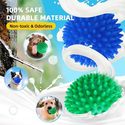 SHARLOVY 4.5'' Squeaky Dog Toy Balls for Large Breeds,Durable Spiky Ball