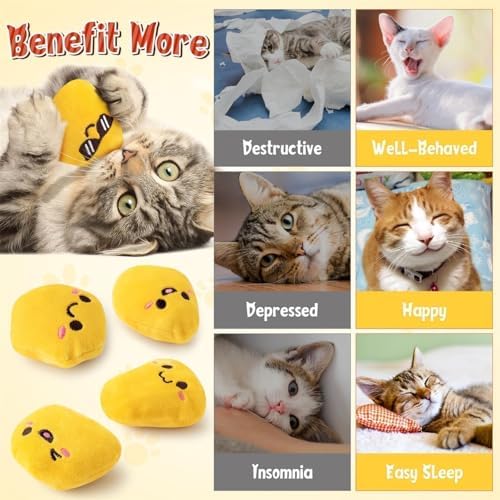 L1rabe Chicken Nugget Catnip Stuffed Toys for Cats- Gifts for Kitten Lovers