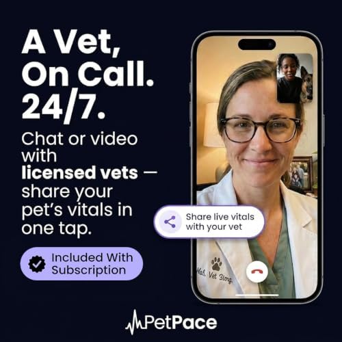 NEW Dog Health Monitor V3.0 by PetPace – AI Smart Collar with 24/7 Vital Signs, Pain & GPS Tracking, Telehealth AskaVet & Share With Your Vet, Smartwatch Sync – Subscription Required (Small)