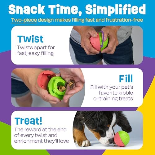 Brightkins Tough & Tumble 2 Piece Watermelon Treat Dispenser - Interactive Dog Toys, Treat Dispensing Dog Toys, Slow Feeders for Dogs, Puppy Training Tools, Puzzle Toy for Dogs, Enrichment Pet Toy