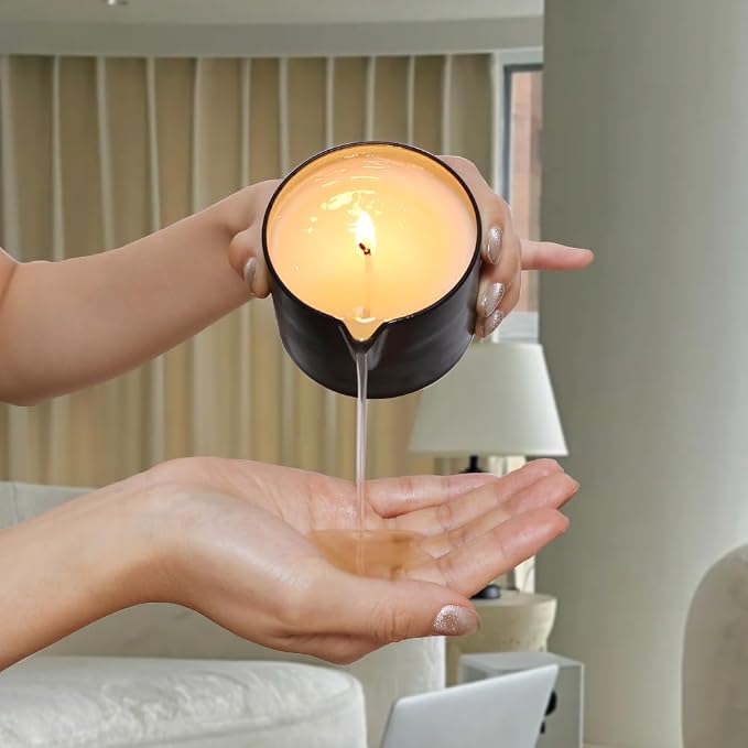 Massaging Oil Candle - Moisturizing Body Massage- Shea Butter Infused Hand Care Organic Candle Lotion - 6.35 OZ (Rum and Raisin Scent)