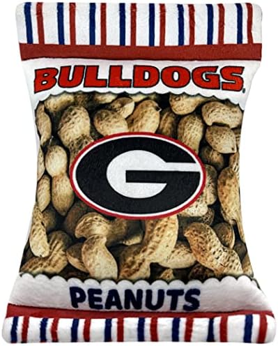 Pets First NCAA Georgia Bulldogs Crinkle FINE Plush Dog & CAT Squeak Toy - Cutest Stadium Peanuts Snack Plush Toy for Dogs & Cats with Inner Squeaker & Beautiful Baseball Team Name/Logo