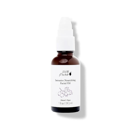 100% PURE Intensive Nourish Facial Oil Hydrating Face & Body Moisturizer Natural Illuminating Dry Skincare for Women & Men - Vegan - 1oz
