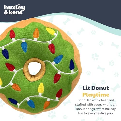 Huxley & Kent Power Plush Squeaky Dog Toy, Lit Donut, Large