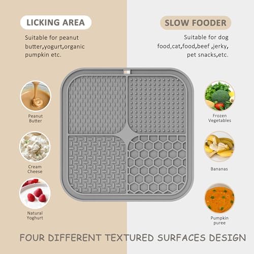 ChefAide 2 Pack Lick Mat for Dogs,Cats,Upgraded 8.5×8.5 inches Licking Mats with Suction Cups,Slow Feeder Licking Pad for Anxiety Relief and Boredom Reducer,Suitable for Dog Training Set 2