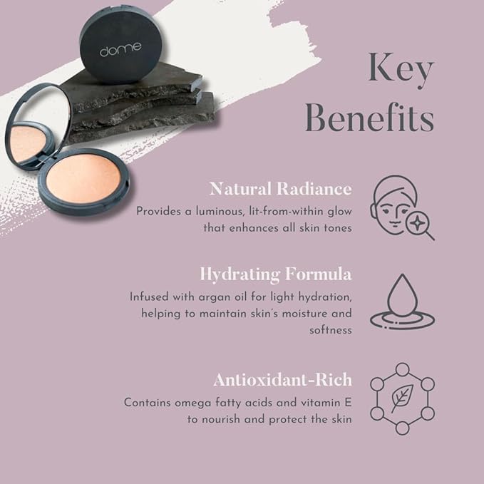 dome BEAUTY Luminary Glow Powder Highlighter - Hydrating Face Highlighter for Radiant Glow, Lightweight and Buildable Highlighter Makeup Powder, Clean Beauty Formula, Vegan and Cruelty-Free
