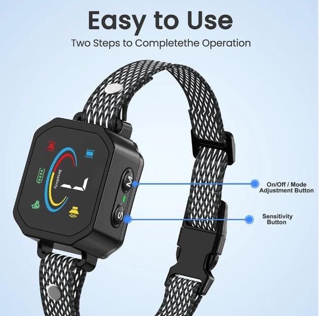 Hicks Ridge - Smart Bark Collar for Dogs - Adjustable Safe Effective Anti-Barking Training Collar – Beep Vibration No Shock 8 Adjustable Sensitivity - Waterproof Rechargeable – Small to Medium Dogs