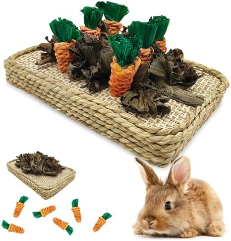 Hamiledyi Pet Fun Bunny Chew Toy Rattan Grass Scratcher Rabbit Digging Toys