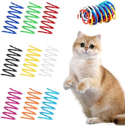 135 Pack 9 Colors Cat Spring Toys, Interactive Coil Plastic Spiral Spring Cat Toys for Indoor Cats Hunting, Biting, Swatting, and Active Play