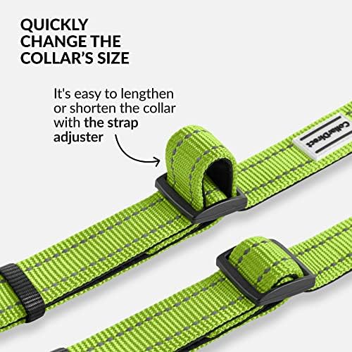 Reflective Dog Collar, Quick-Release Buckle (Lime Green, 10-13 Inch)