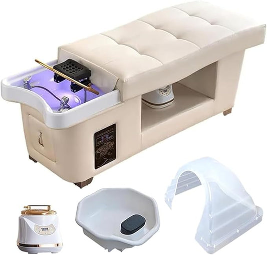 Head Spa Equipment, Massage Table, Japanese Shampoo Bed with Water Cycle & Fumigation Stationary Head Spa Bed for Spa Beauty Salon Barber