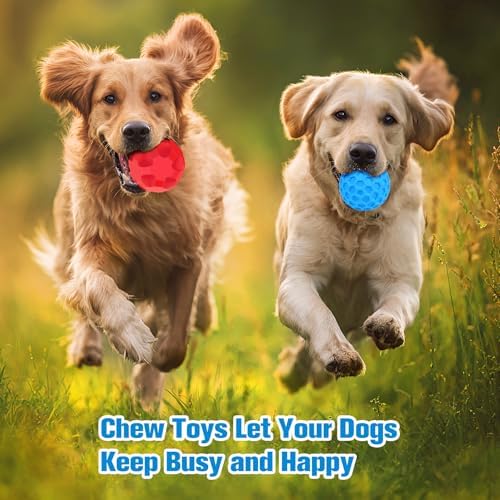 2 Pack Dog Toy Balls for Aggressive Chewers, Treat Ball and Squeaky Ball | Interactive Squeaky Dog Balls and Treat Dispensing Ball to Keep Them Busy, Chew Toys for Large Dogs, Enrichment Toy