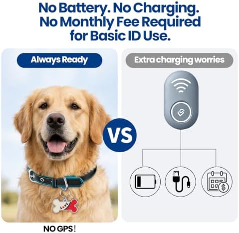 QR Code Pet ID Tag, Instant Scan-Based Location Alert, Updatable Pet Profile, Free Essential Features, No Subscription, Zinc Alloy Edge for Dogs Collar
