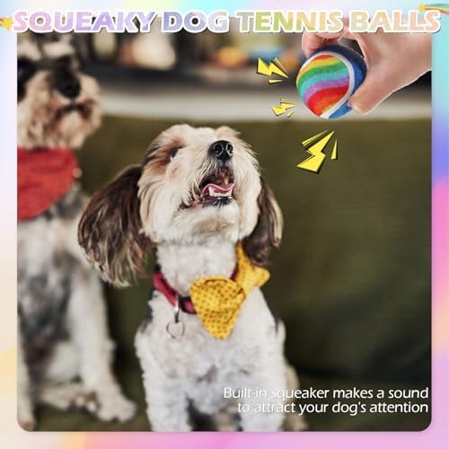 EXPAWLORER Squeaky Tennis Balls for Dogs-12 Pack High Elastic Dog Toy Balls