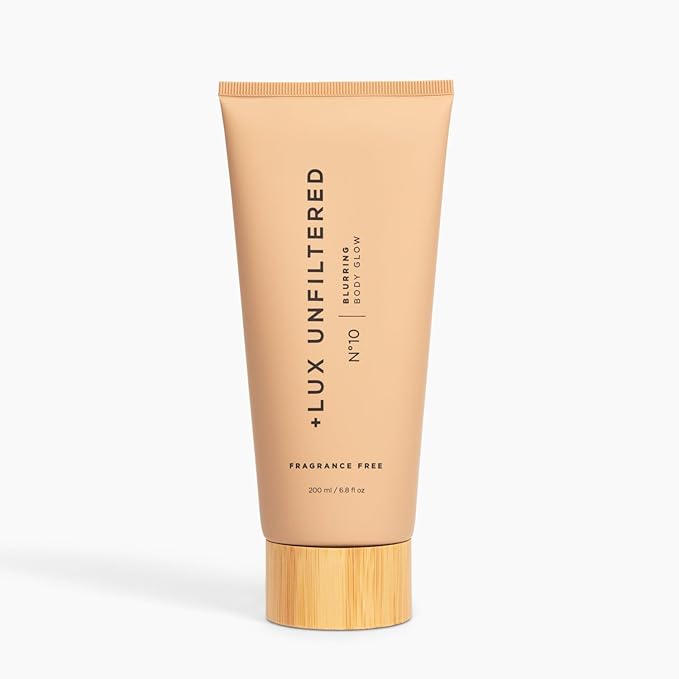 + Lux Unfiltered N°10 Blurring Body Glow Lotion - Instant Body Shimmer Lotion that Blurs Imperfections and Hydrates with Shea Butter, Squalane & Vitamin C - Vegan, Cruelty Free, Fragrance Free