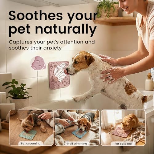 OHMO Lick Mat for Dogs&Cats, Space Pattern, Small, 2pcs, Brick Red&Coral