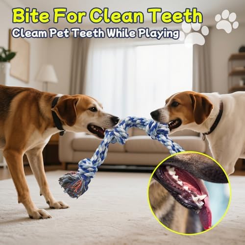 Rocfish [5 Pack] Dog Rope Toys for Aggressive Chewers, Nearly Indestructible Tug of War Toys for Large & Medium Dogs, 100% Cotton, Teeth Cleaning Chew Rope, Heavy Duty Tug of War Dog Toy for Boredom