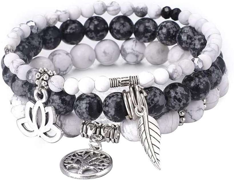 UEUC Tree of Life Yoga Healing Stone Bracelets,Multilayer Lotus Chakra Stone Reiki Bracelet Sets,Anxiety Crystal Natural Stone,for Women Stress Relief