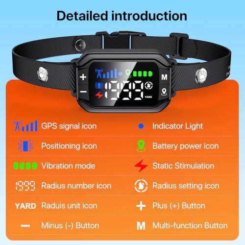 GPS Wireless Dog Fence System, Electric Fence for Dogs, 3 Training Modes | IPX7 Waterproof Training Collar, Adjustable Range, Run-Away Prevention, Yard Pet Containment for Small Medium Large Dogs
