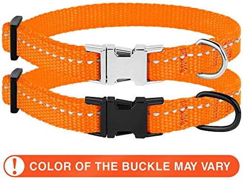Reflective Dog Collar, Quick-Release Buckle (Orange, 7-11 Inch)