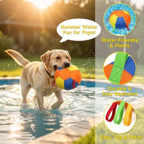 Herding Ball for Dogs, Inflatable Dog Ball for Outside Play, Durable Calming Jumbo Ball with Handles, Interactive Herding Toys for Border Collies, Australian Shepherds, Blue Heelers, Horses (18'')