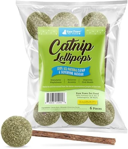 Raw Paws Catnip & Silvervine Lollipops Interactive Cat Toy 6 Pack - Sticks