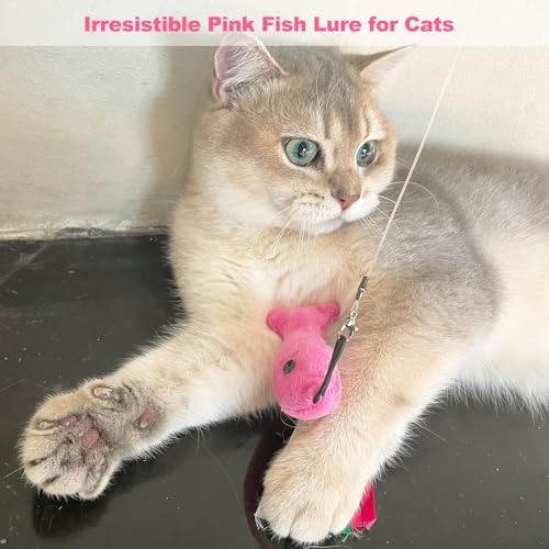Catnip Toys, 5PCS Soft Plush Pink Fish Cat Toy Chew Kitten Toys