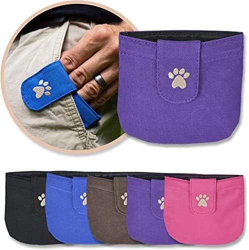 Dog Treat Pouch, Purple Pocket Sized Training Reward Pouch - Lightweight Dog Treat Holder with Magnetic Flap for Stability, Perfect Dog Accessories, Made of Durable Nylon, Machine Washable