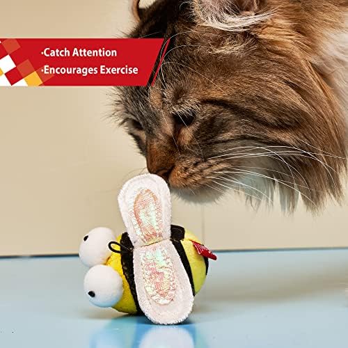 Gigwi Chirpy Bee Sound Toy for Cats, Interactive Squeaking Cat Toys Melody Chaser Play and Squeak Kitten Toy for Boredom