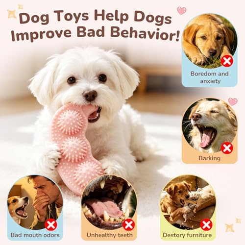 5 Pack Puppy Chew Toys for Small Dogs,Puppy Teething Toys for Small Puppies,Soft Rubber Dog Toys for Small Breed Interactive Chew Toys to Keep Them Busy (Pink)