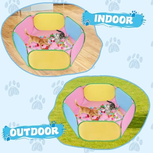 Foxtell Cat Ball Pit Include 226 PCS Interactive Cat Toys for Indoor Bored Self Play Enrichment Toy for Indoor Cats Interactive Fun and Exercise