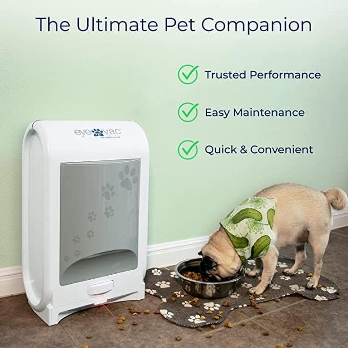 EyeVac Pet & Squeegee Broom Bundle - Touchless Vacuum Automatic Dustpan with Multisurface Sweeping Broom, Corded Bagless Vacuum, 1400 Watt for Cat Dog Pet Hair, Dirt, Food Debris, Kitchen (White)