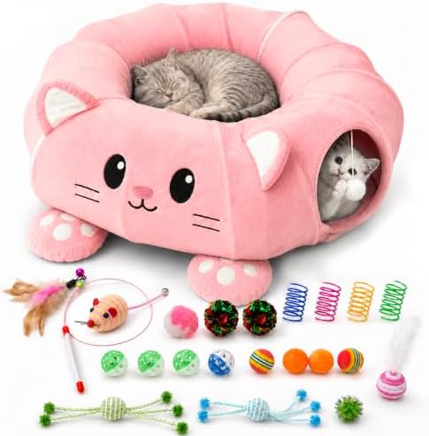 Cat Tunnel Bed with 21 Interactive Toys